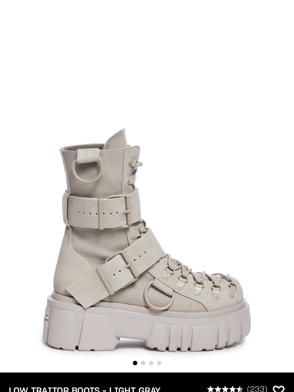 Dolls Kill Light Gray Platform Traktor Combat Boots